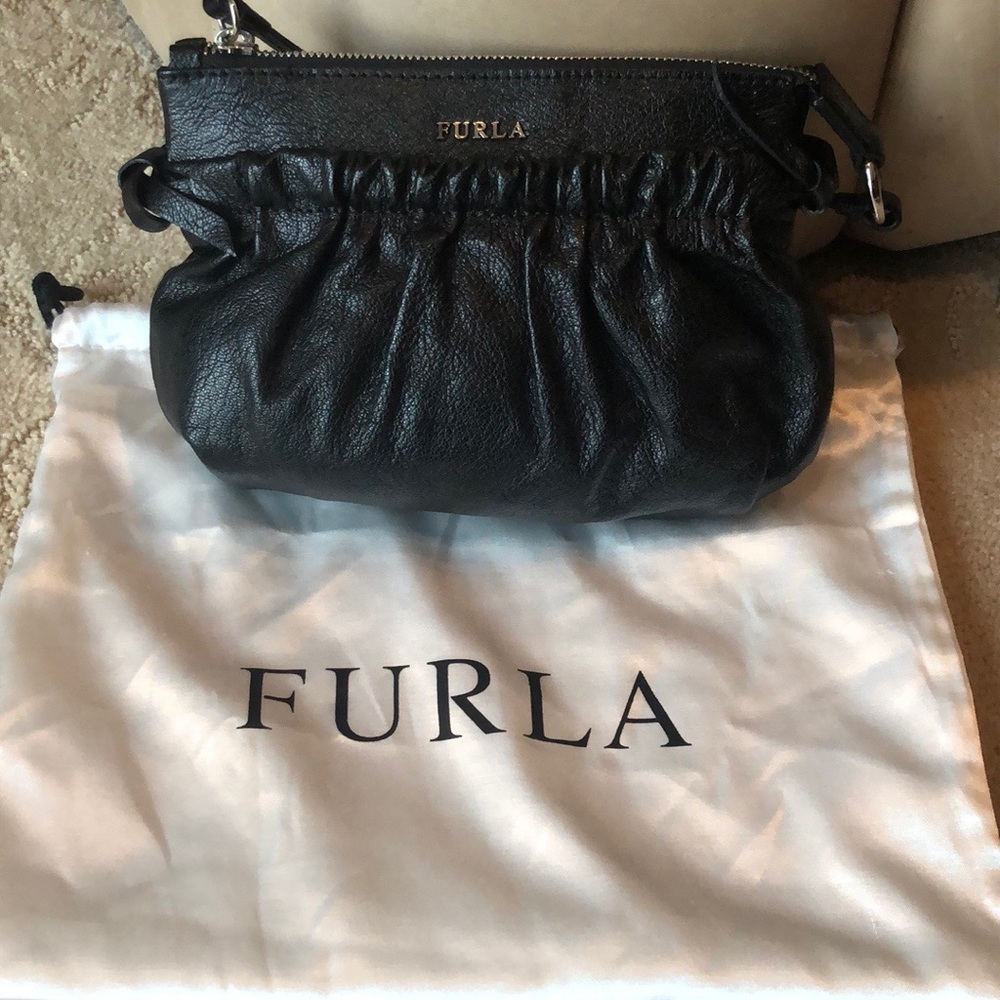 Furla pebbles leather black bag